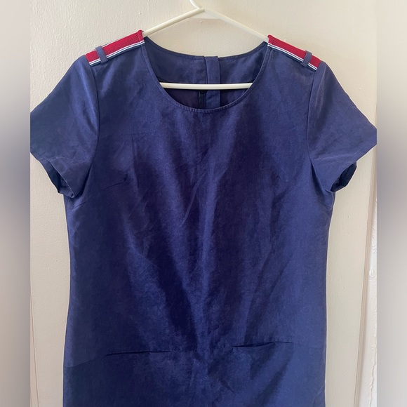 Handmade Vintage Purple Suede Mini Dress w/Red & White Striped Accents & Pockets - Picture 1 of 9